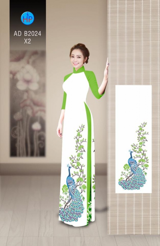 Vải áo dài chim công