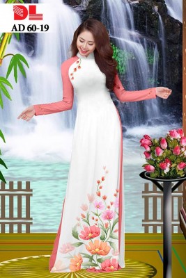 Vải áo dài hoa tà dưới-DT 4060