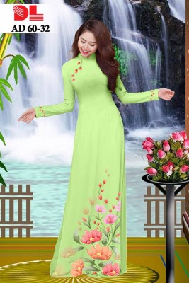 Vải áo dài hoa tà dưới-DT 4060