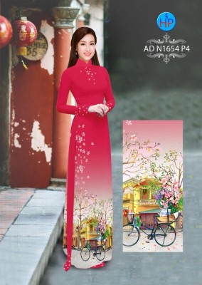 Vải áo dài hình xe đạp-DT 4130