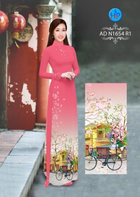 Vải áo dài hình xe đạp-DT 4130
