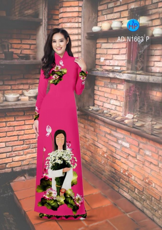 Vải áo dài hình thiếu nữ