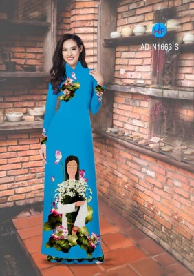 Vải áo dài hình thiếu nữ-DT 4160