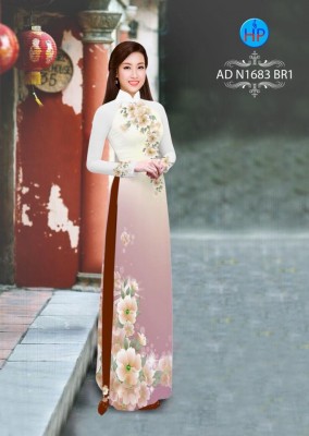 Vải áo dài hoa trên dưới-DT 4190