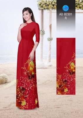 Vải áo dài họa tiết quạt giấy-DT 4258