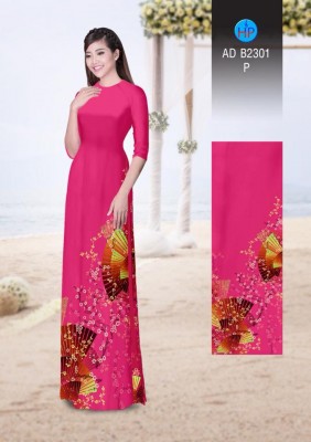 Vải áo dài họa tiết quạt giấy-DT 4258