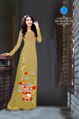 Vải áo dài hình múa Lân-DT 4260