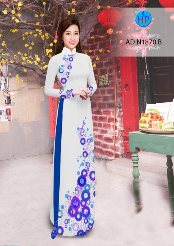Vải áo dài hoa văn tròn