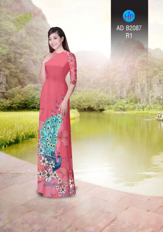 Vải áo dài chim Công