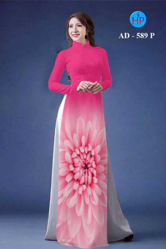 Vải áo dài hoa Cúc 3D