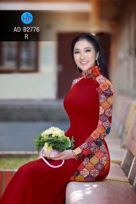 Vải áo dài trơn phối tay hoa-DT 4693