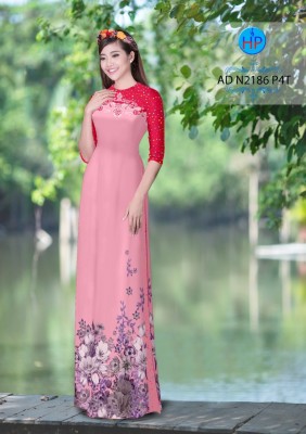 Vải áo dài hoa trên dưới-DT 4705