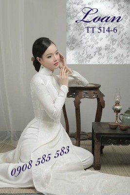 Vải áo dài lụa Tơ Tằm trắng-TTT 4721