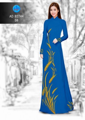 Vải áo dài hình bông lúa vàng-DT 4734