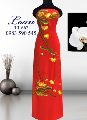 Vải áo dài thêu hoa-ATK 4892