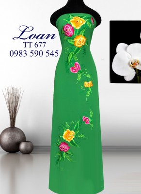 Vải áo dài thêu hoa-ATK 4948