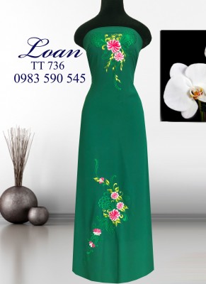 Vải áo dài thêu hoa-ATK 4997