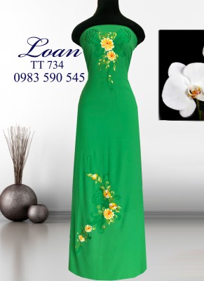 Vải áo dài thêu hoa-ATK 4999