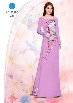 Vải áo dài hoa Sứ trắng-DT 5021