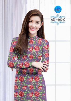 Vải áo dài hoa hồng toàn thân-DT 5078