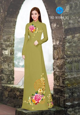 Vải áo dài hoa mẫu đơn-DT 5098