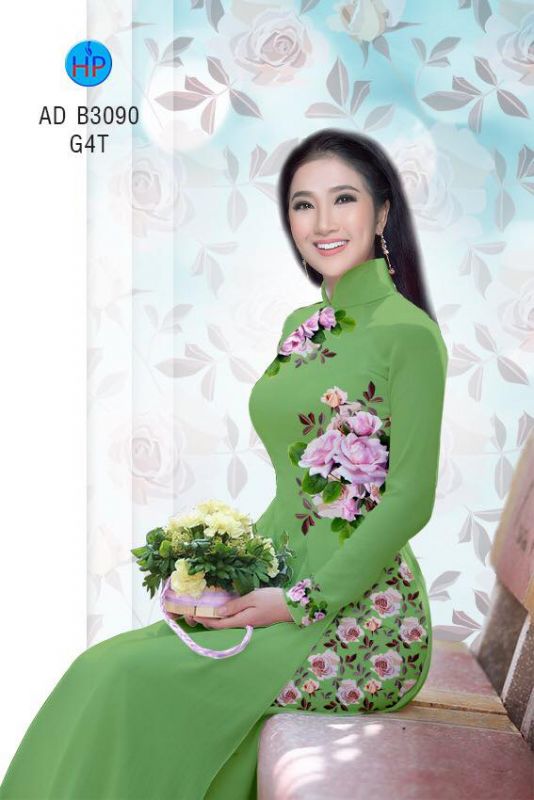 Vải áo dài hoa Hồng
