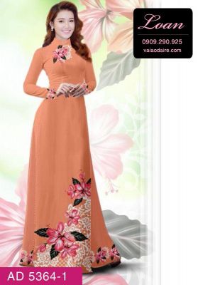 Vải áo dài hoa trên dưới-DT 5364