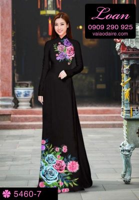 Vải áo dài hoa Hồng-DT 5460