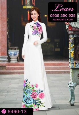 Vải áo dài hoa Hồng-DT 5460