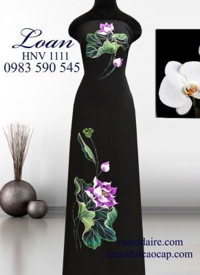 Vải áo dài Thái Tuấn vẽ hoa Sen-V3D 5491