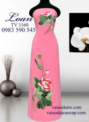 Vải áo dài vẽ hoa Sen-V3D 5563