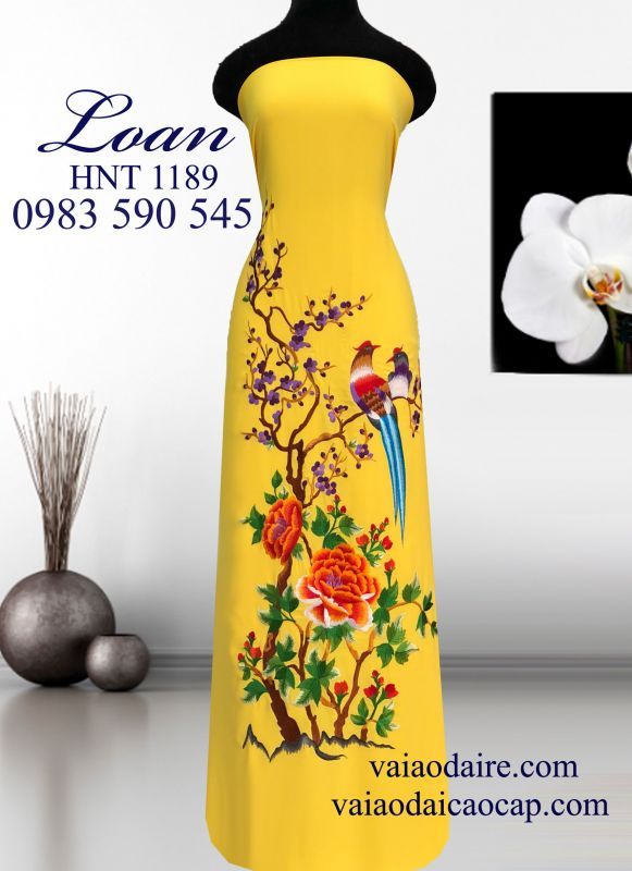 Vải áo dài Thái Tuấn thêu hoa