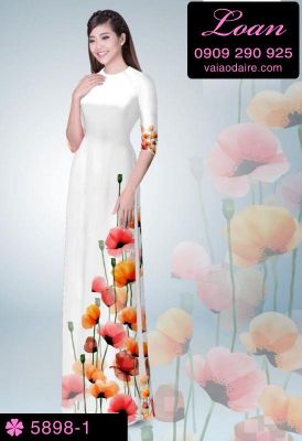 Vải áo dài hoa 3D-DT 5898
