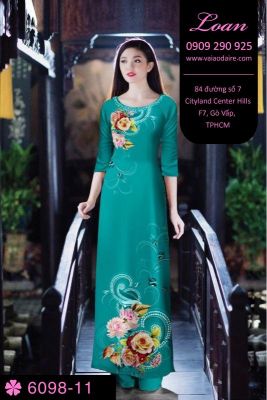 Vải áo dài hoa 3D-DT 6098