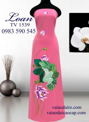 Vải áo dài vẽ hoa Sen-V3D 6401