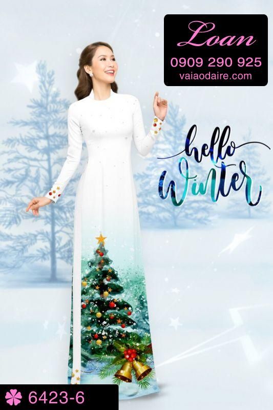 Vải áo dài cây Thông Noel