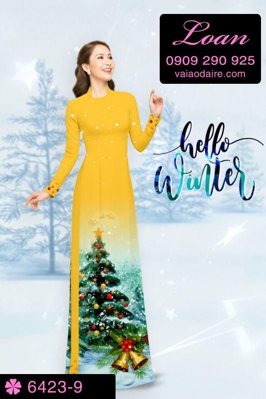 Vải áo dài cây Thông Noel