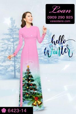 Vải áo dài cây Thông Noel-DT 6423