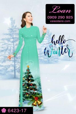 Vải áo dài cây Thông Noel-DT 6423