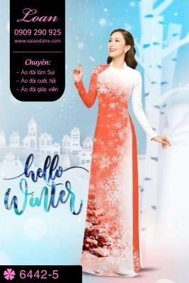 Vải áo dài hoa tuyết Noel-DT 6442