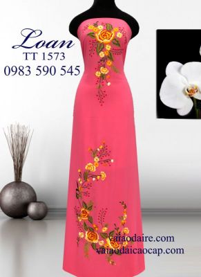 Vải áo dài thêu hoa-ATK 6504