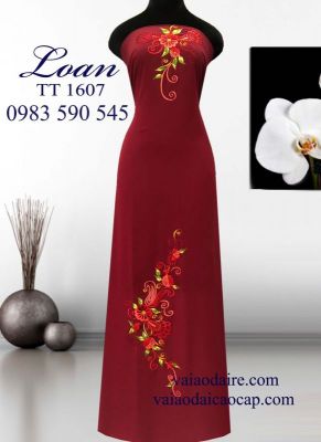 Vải áo dài thêu hoa-ATK 6628
