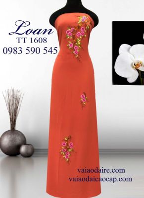 Vải áo dài thêu hoa-ATK 6631