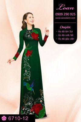 Vải áo dài hoa và chim-DT 6710