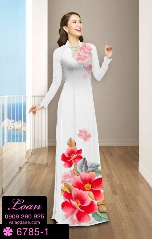 Vải áo dài hoa trên dưới