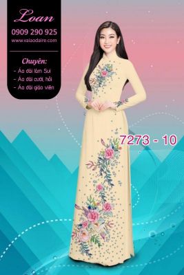 Vải áo dài hoa Hồng-DT 7273