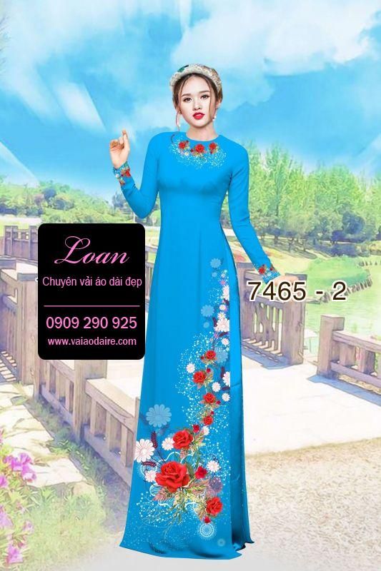 Vải áo dài hoa trên dưới