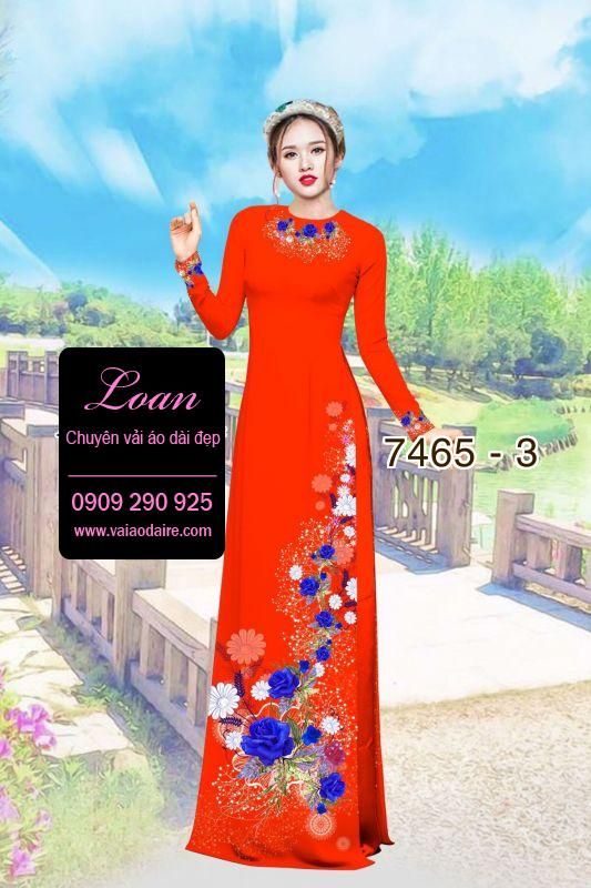 Vải áo dài hoa trên dưới