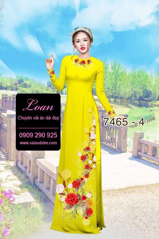 Vải áo dài hoa trên dưới