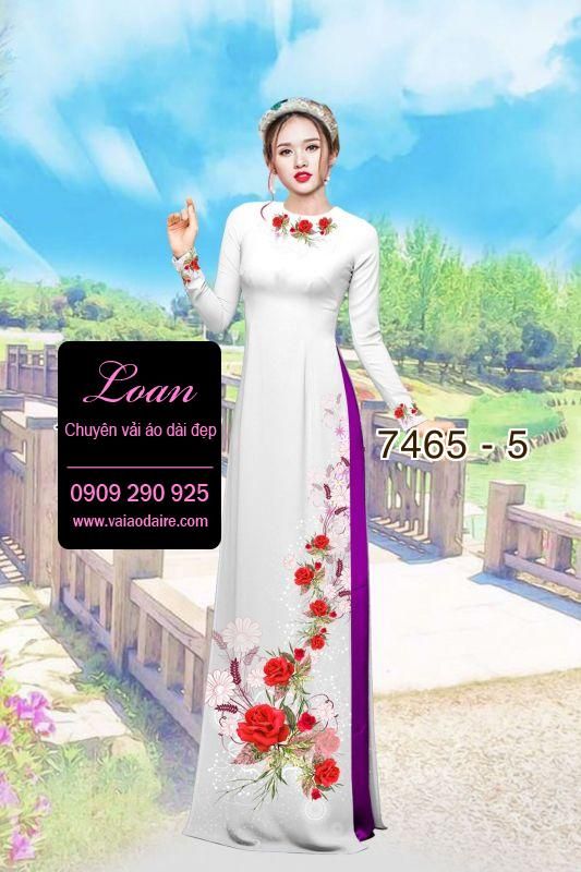 Vải áo dài hoa trên dưới